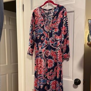 Lilly Pulitzer Multicolor Paisley Print Long-sleeved Maxi Dress